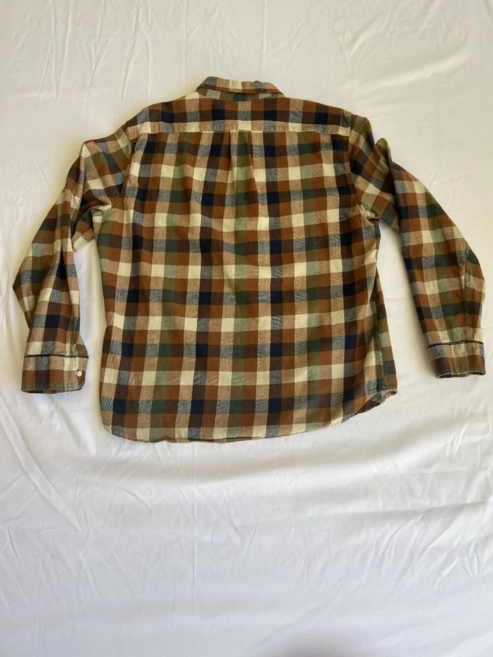 NWOT J.Crew Classic Fit Flannel Men's XL Brown Rust Plaid Button Down Shirt